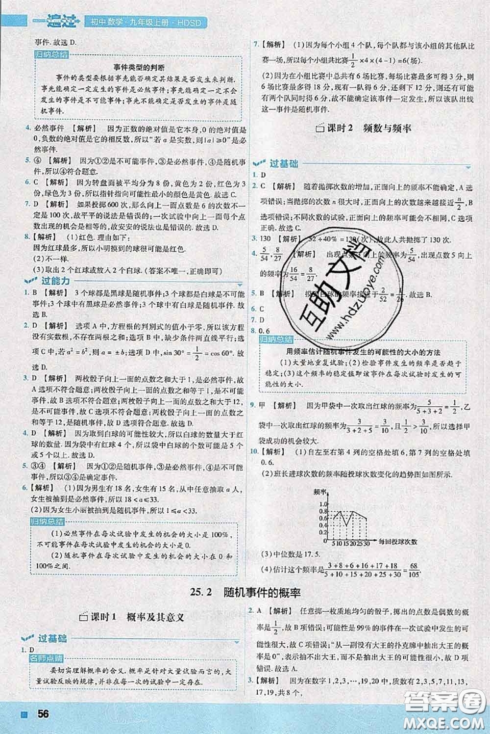 天星教育2020年秋一遍過初中數(shù)學九年級上冊華師版參考答案