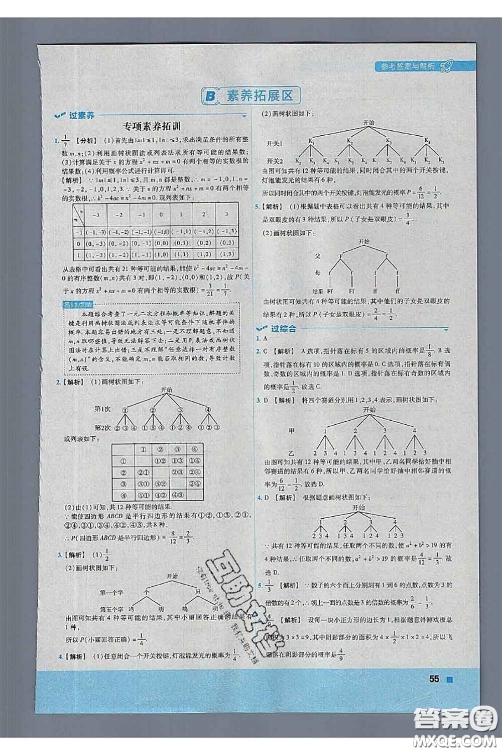 天星教育2020年秋一遍過初中數(shù)學九年級上冊蘇科版參考答案