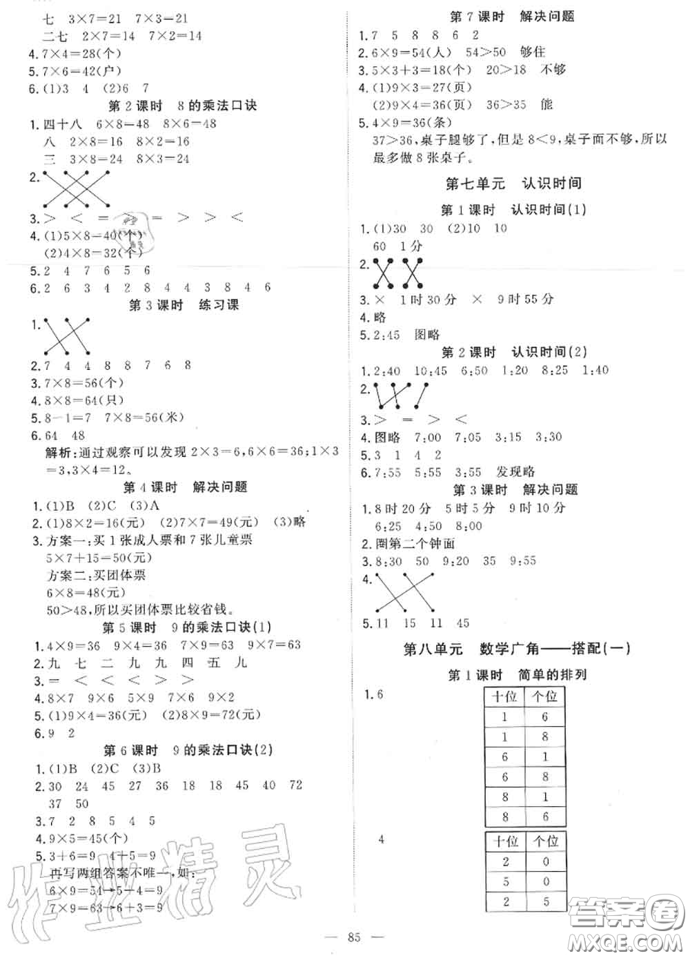 2020年秋1加1輕巧奪冠優(yōu)化訓(xùn)練二年級(jí)數(shù)學(xué)上冊(cè)人教版參考答案