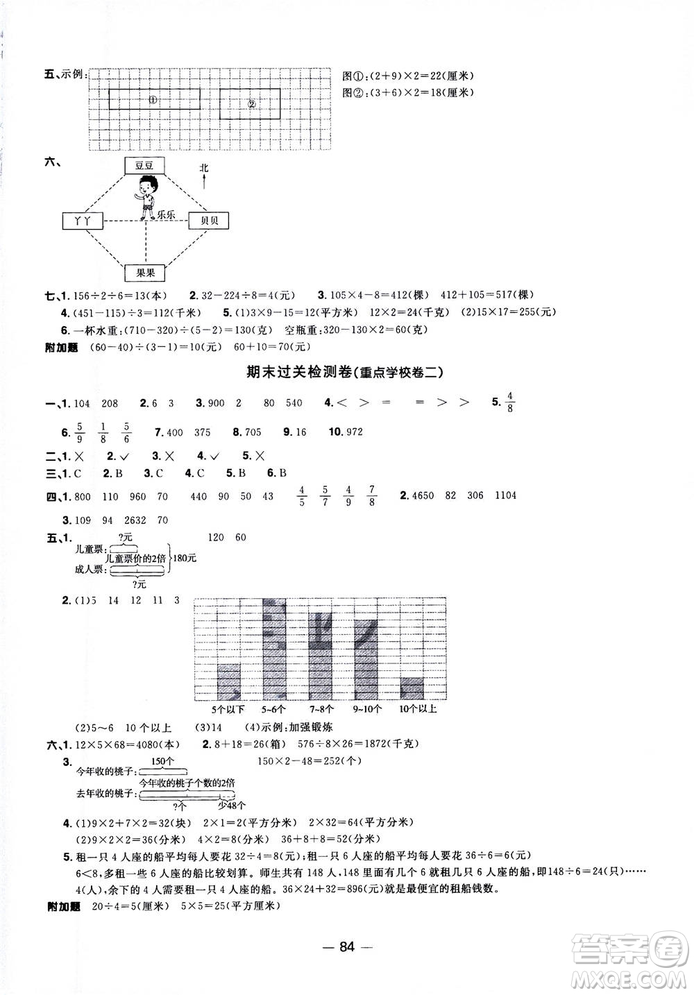 2020年陽光同學(xué)一線名師全優(yōu)好卷三年級上冊數(shù)學(xué)QD青島五四制答案