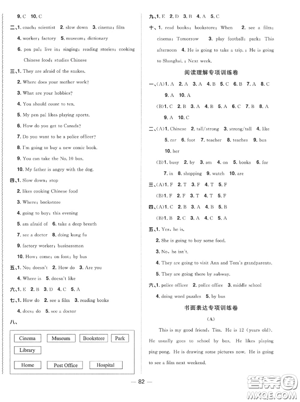 2020年秋陽光同學(xué)一線名師全優(yōu)好卷六年級(jí)英語上冊人教版參考答案