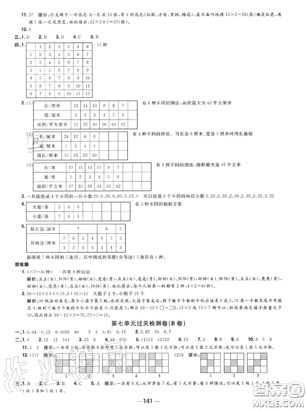 2020年秋陽(yáng)光同學(xué)一線名師全優(yōu)好卷五年級(jí)數(shù)學(xué)上冊(cè)蘇教版參考答案