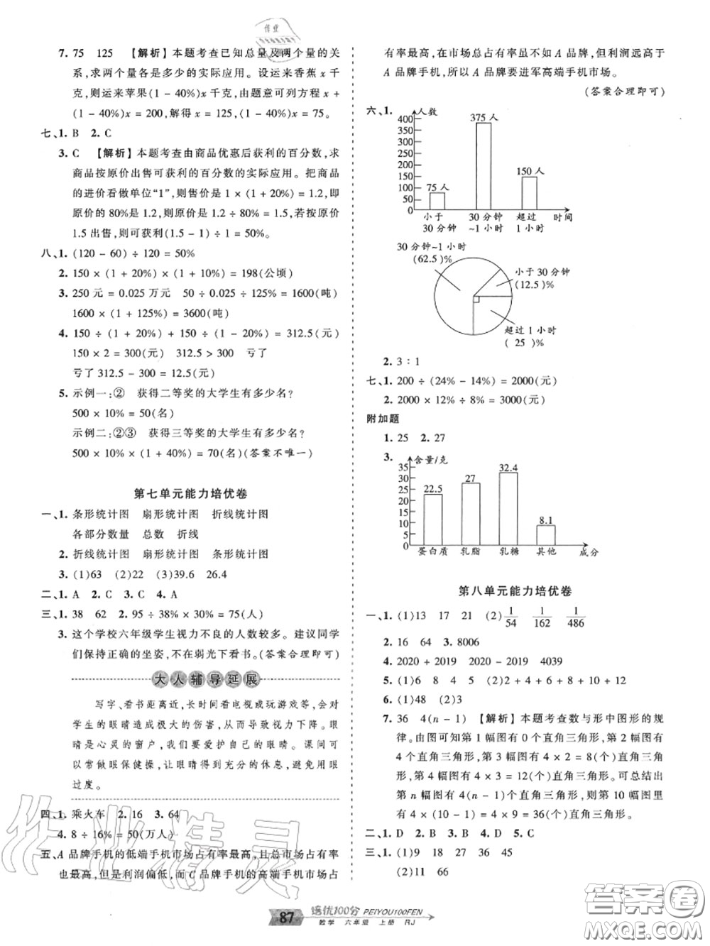 2020年秋王朝霞培優(yōu)100分六年級數(shù)學上冊人教版參考答案