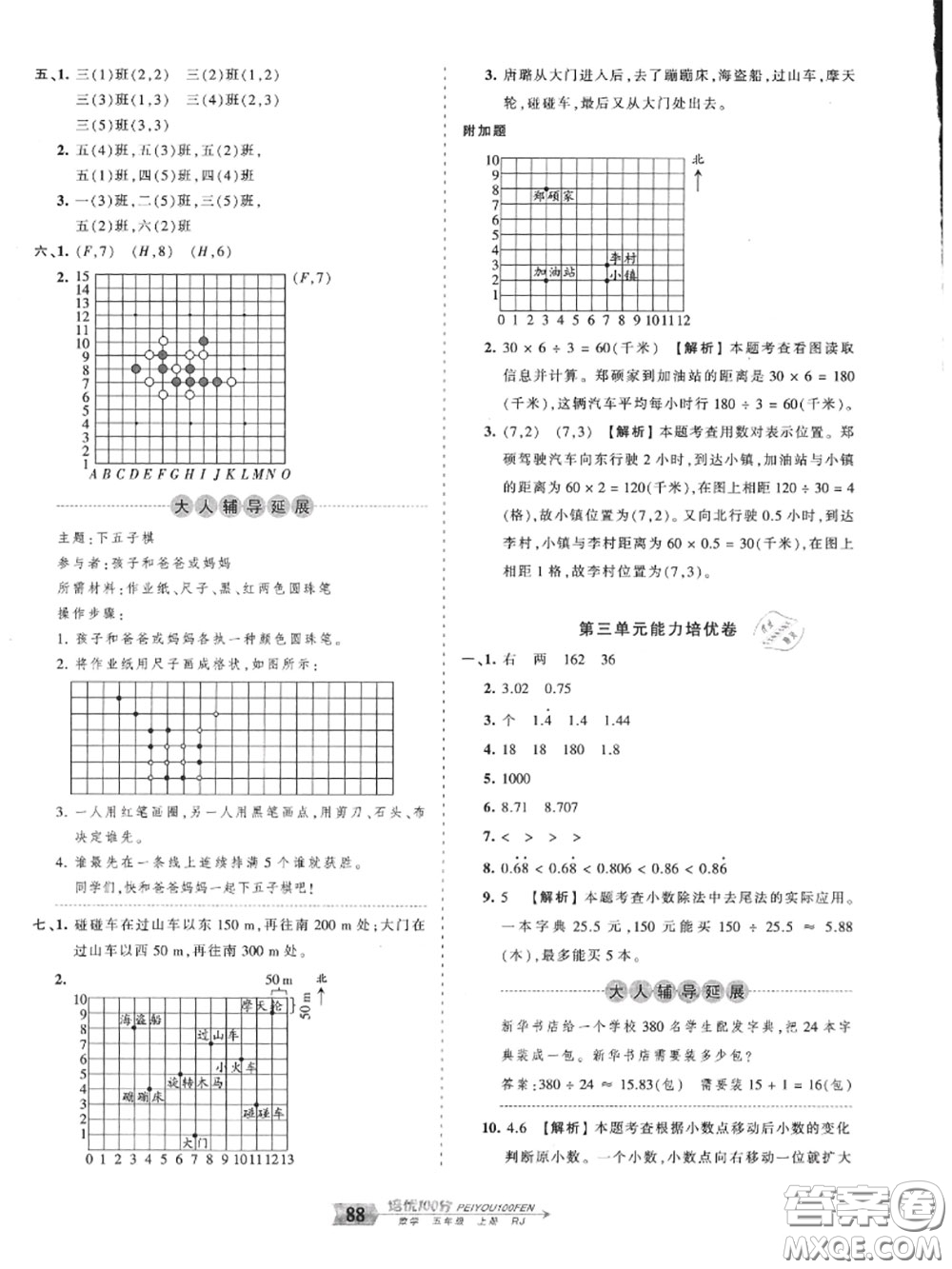 2020年秋王朝霞培優(yōu)100分五年級(jí)數(shù)學(xué)上冊(cè)人教版參考答案