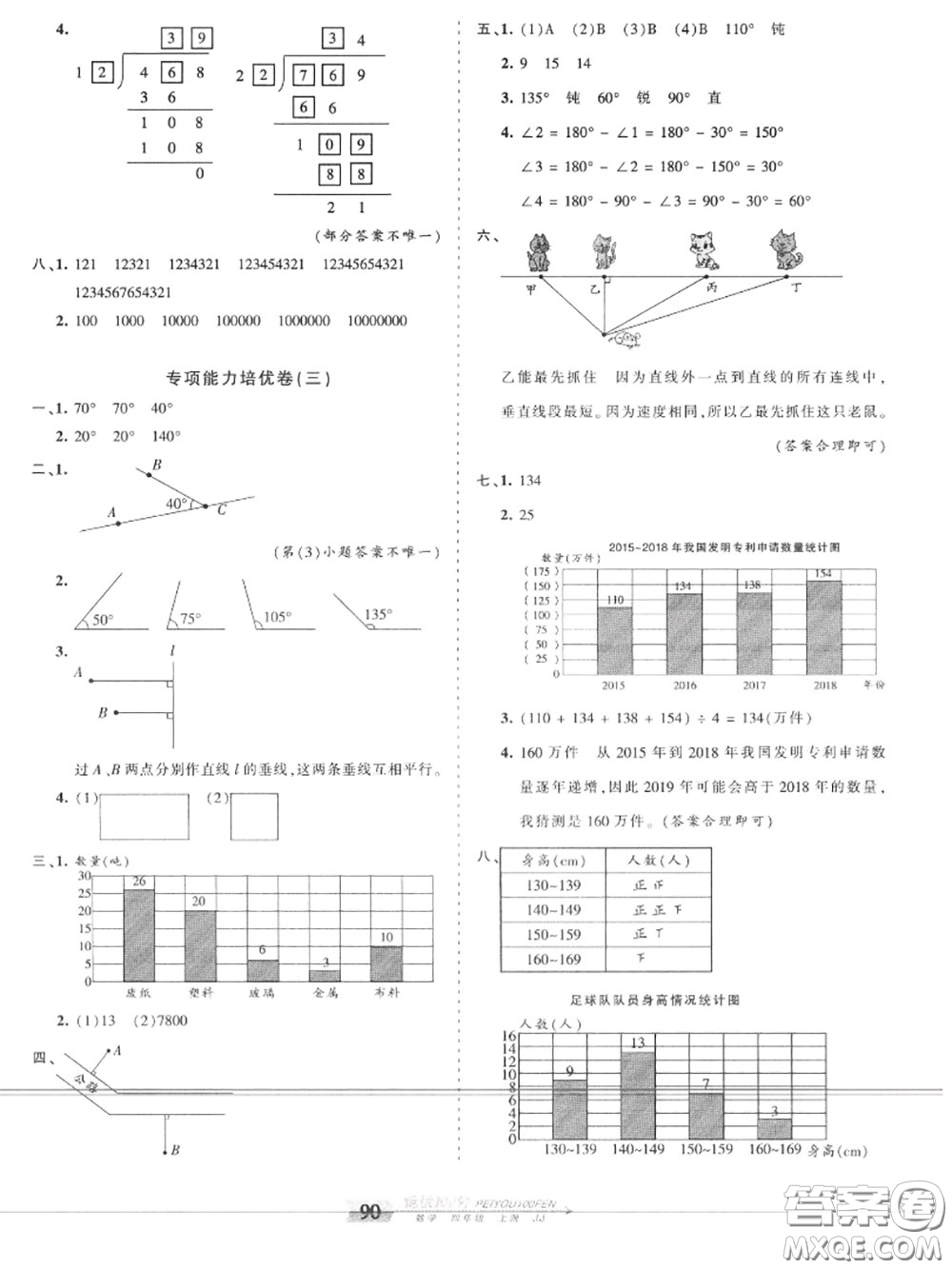 2020年秋王朝霞培優(yōu)100分四年級數(shù)學(xué)上冊冀教版參考答案