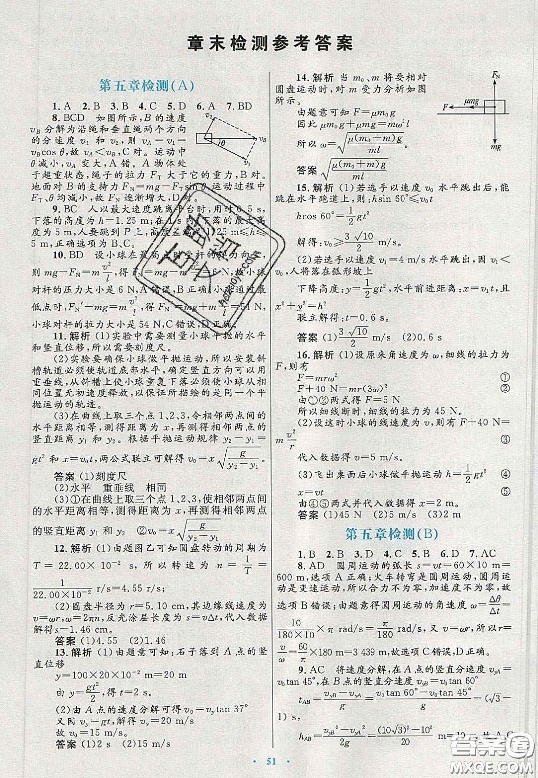 2020高中同步測(cè)控優(yōu)化設(shè)計(jì)物理必修2人教版答案
