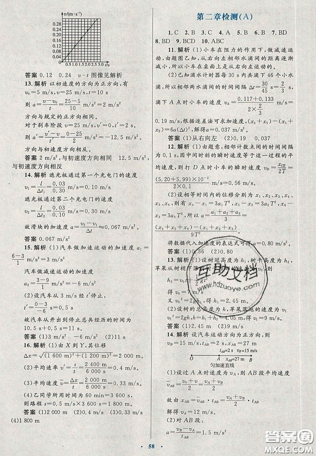 2020高中同步測控優(yōu)化設(shè)計物理必修1人教版陜西專版答案