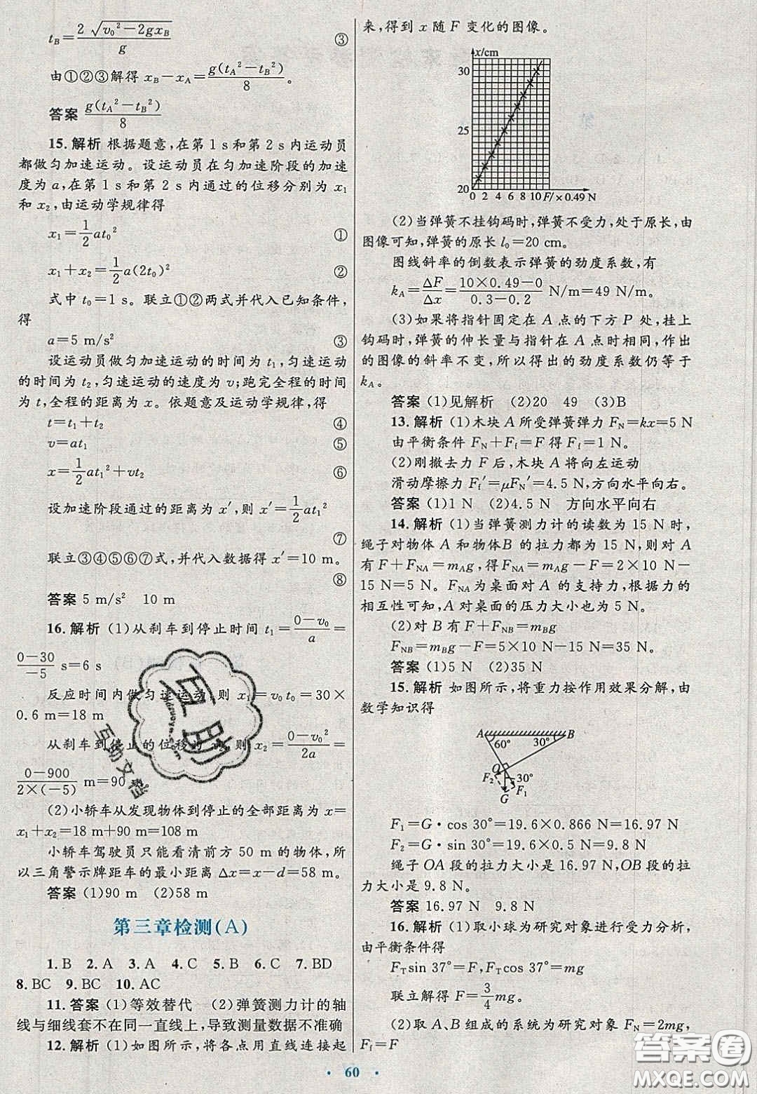 2020高中同步測控優(yōu)化設(shè)計物理必修1人教版陜西專版答案