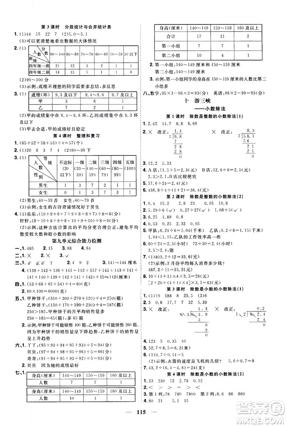 2020年陽光同學(xué)課時(shí)優(yōu)化作業(yè)數(shù)學(xué)四年級上冊QD青島版五四制答案