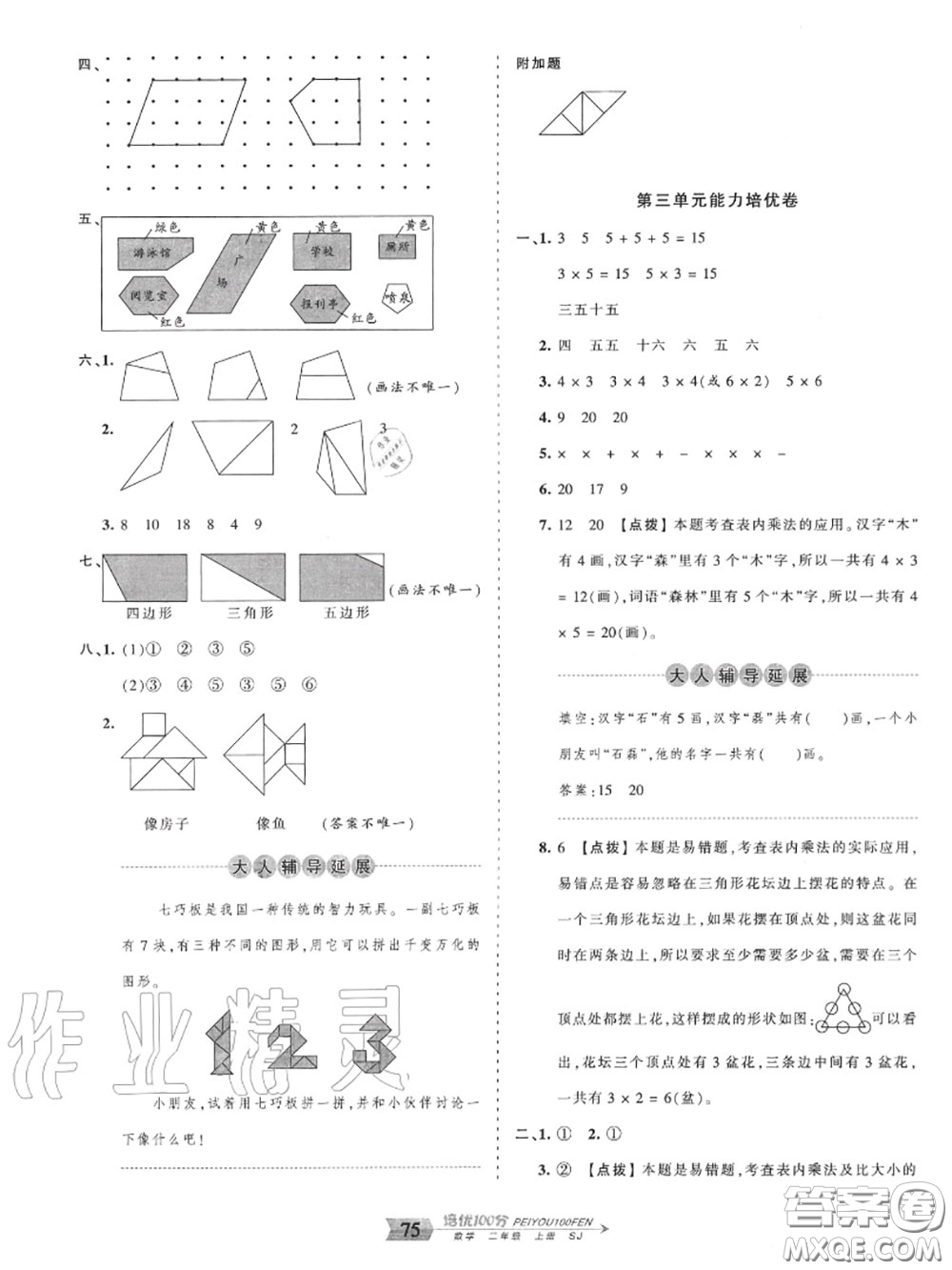 2020年秋王朝霞培優(yōu)100分二年級(jí)數(shù)學(xué)上冊(cè)蘇教版參考答案