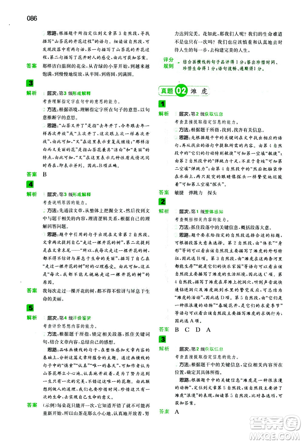 江西人民出版社2020年一本閱讀能力訓(xùn)練100分小學(xué)語文三年級B版答案