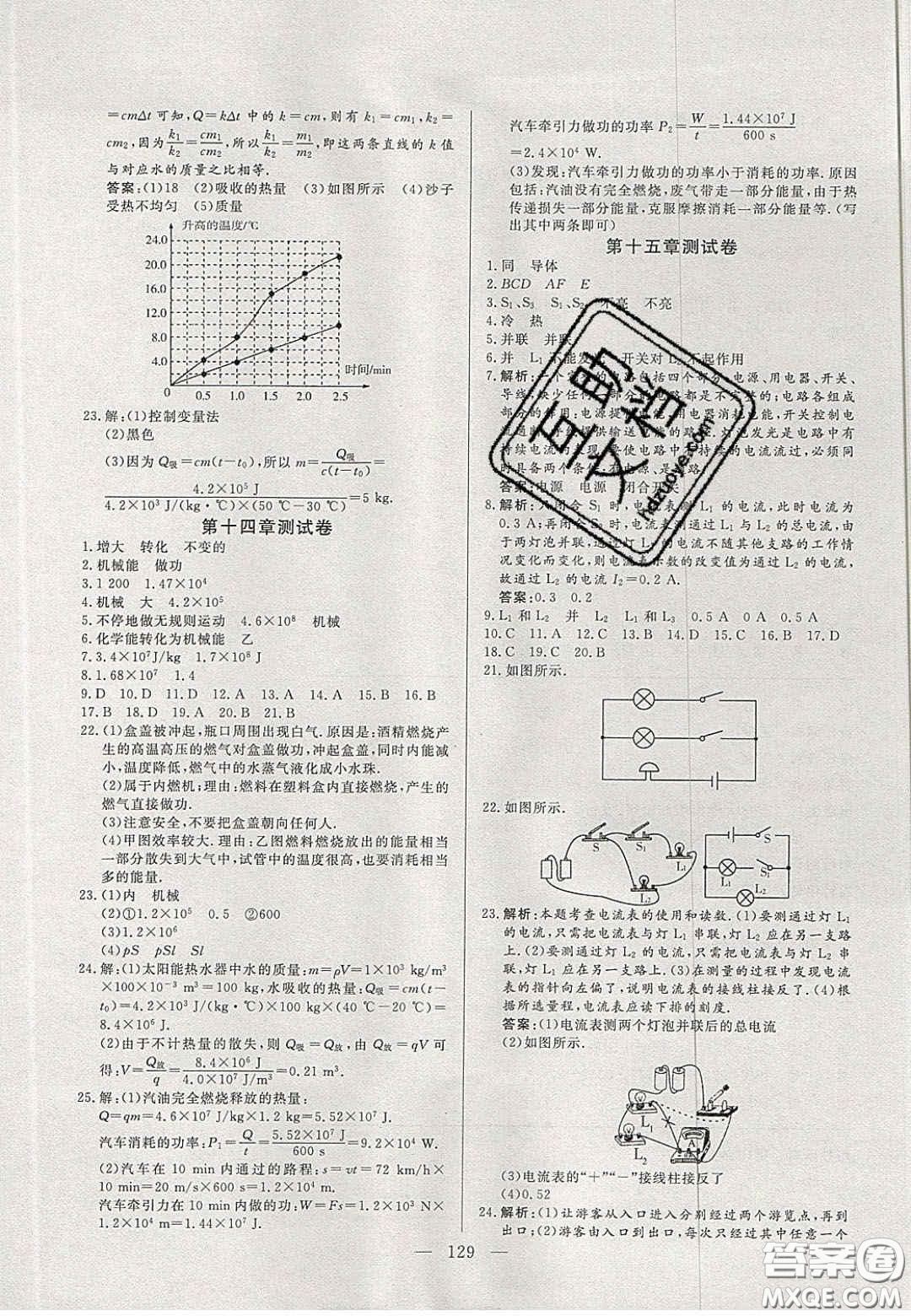 吉林大學(xué)出版社2020自主訓(xùn)練九年級(jí)物理上冊(cè)人教版答案