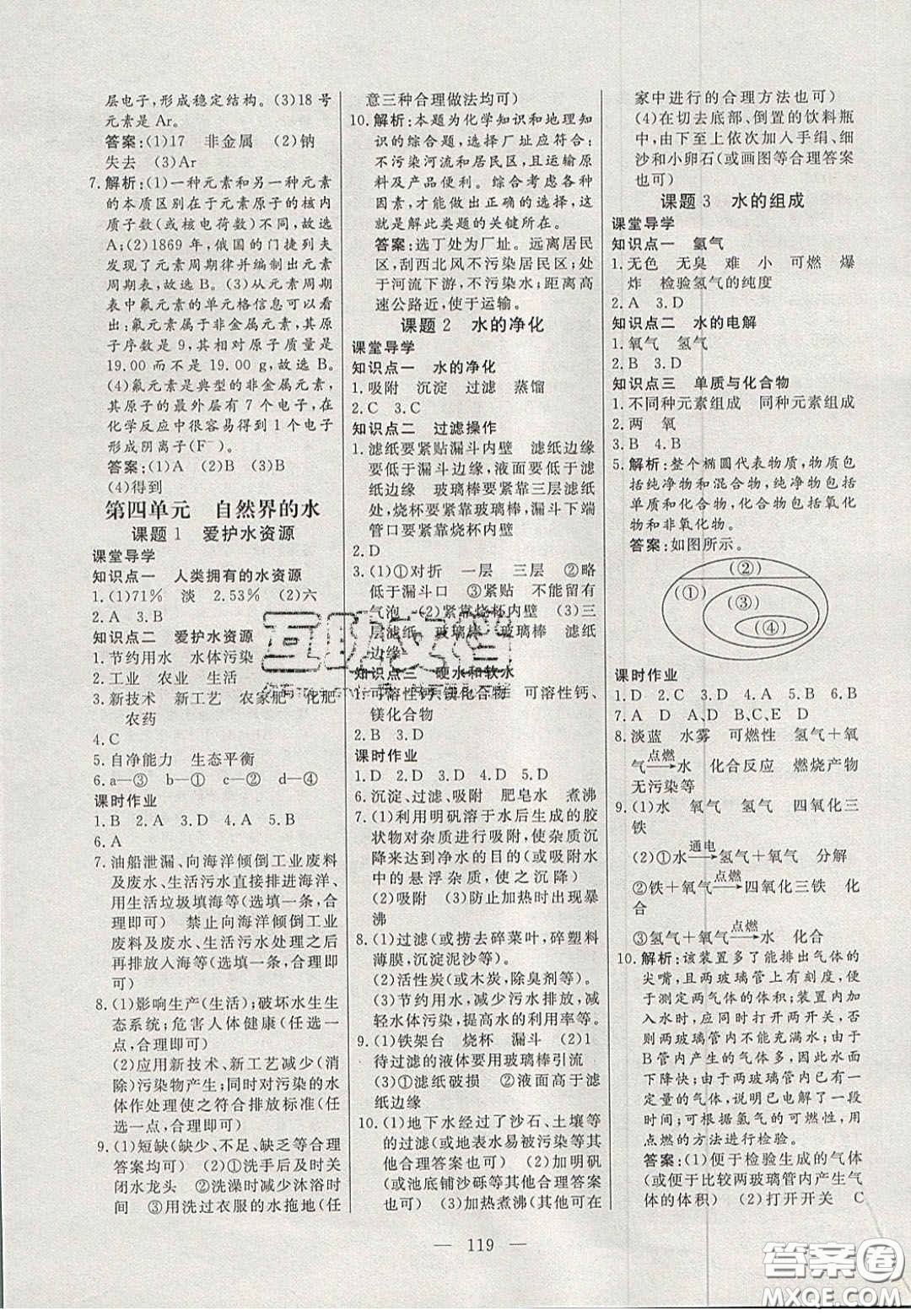 吉林大學出版社2020年自主訓練九年級化學上冊人教版答案