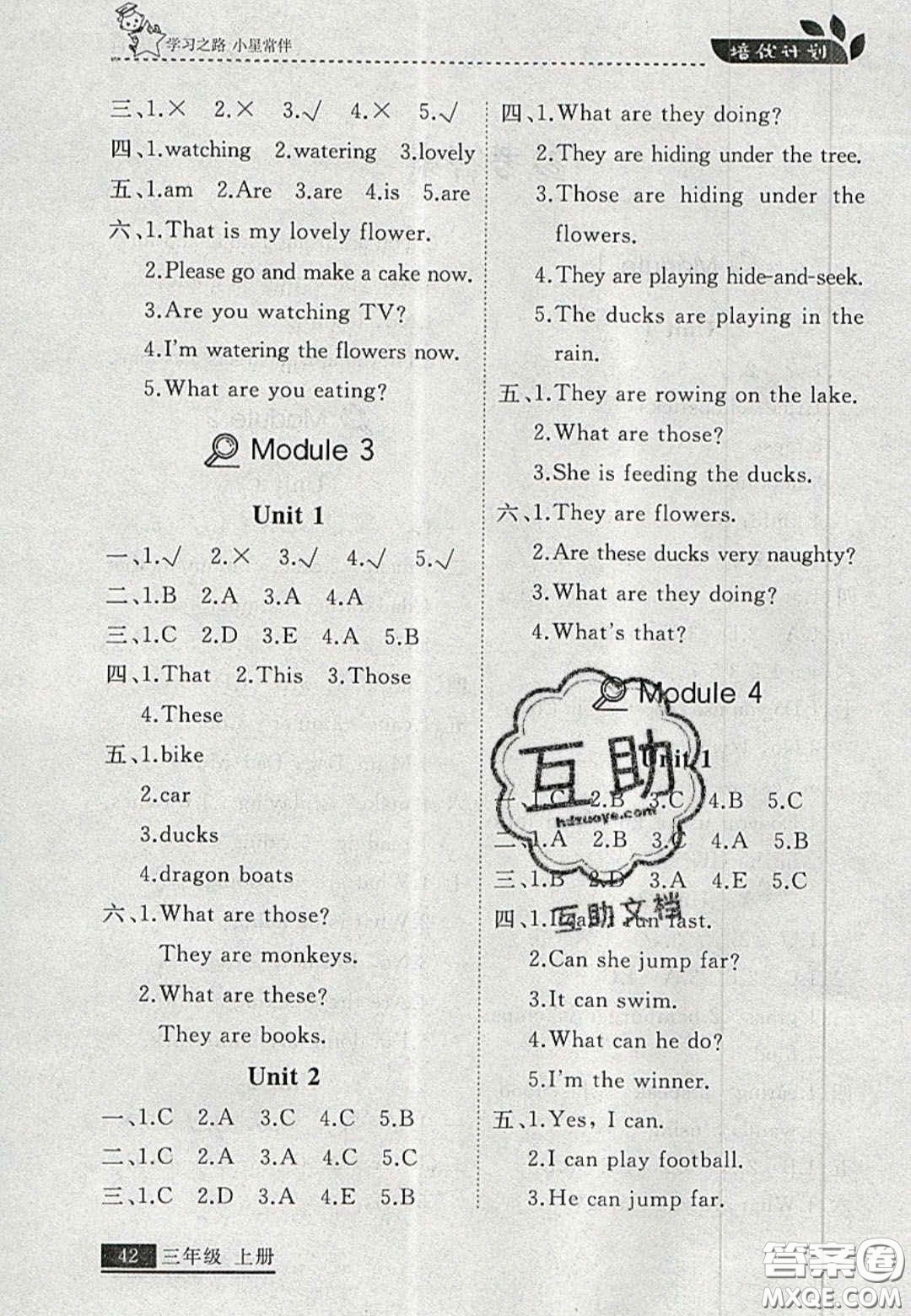 2020學(xué)習(xí)之星培優(yōu)計(jì)劃三年級(jí)英語上冊(cè)外研版答案