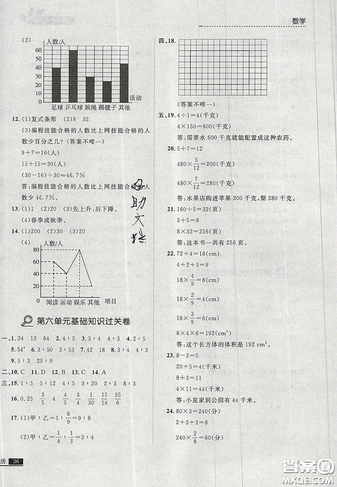 2020年學(xué)習(xí)之星培優(yōu)計(jì)劃六年級(jí)數(shù)學(xué)上冊(cè)北師大版答案