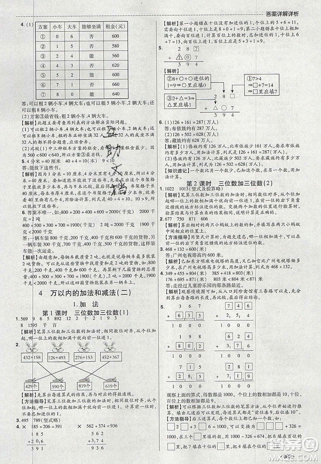 2020年學(xué)習(xí)委員小學(xué)數(shù)學(xué)三年級(jí)上冊(cè)人教版答案