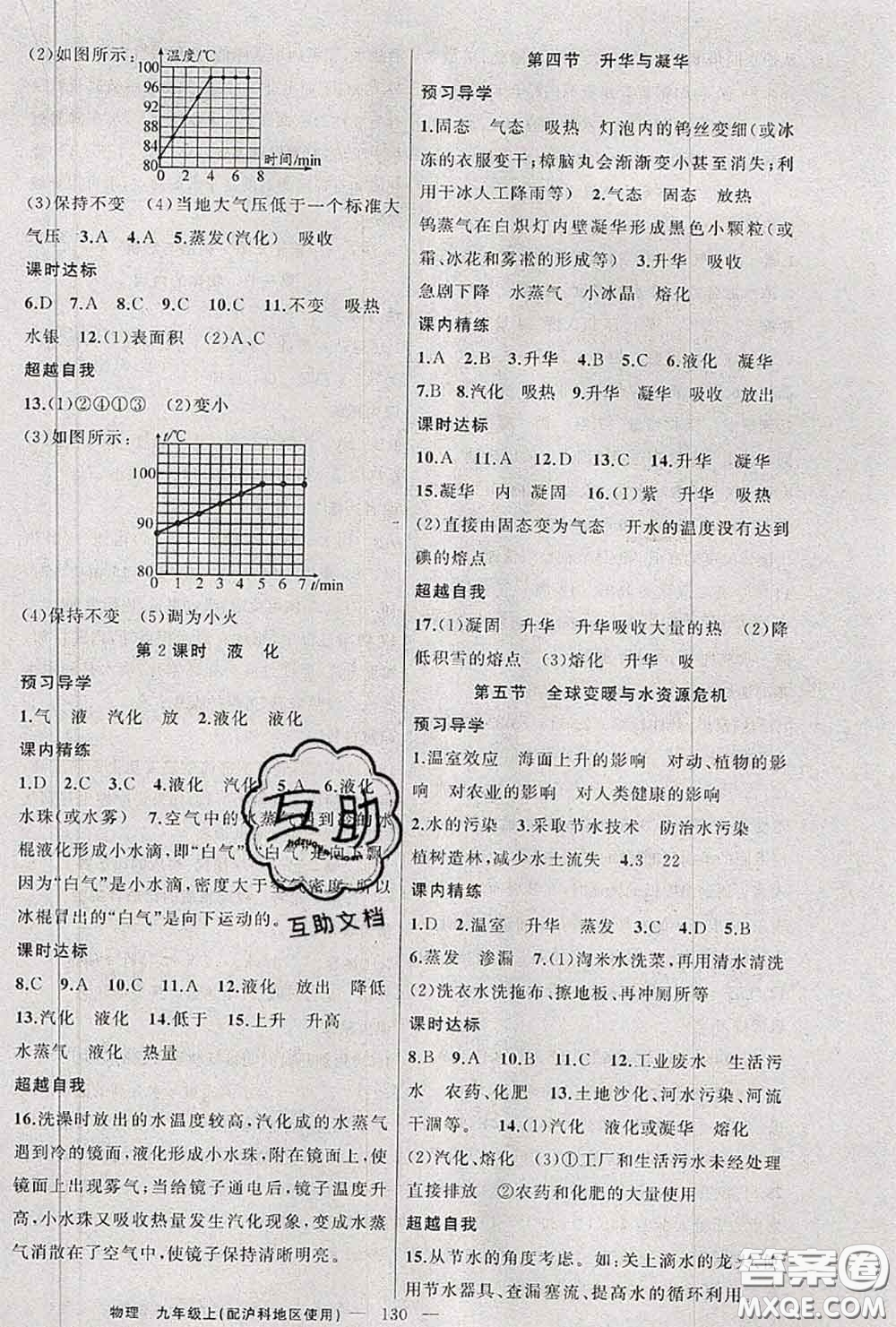 黃岡金牌之路2020秋練闖考九年級(jí)物理上冊(cè)滬科版參考答案