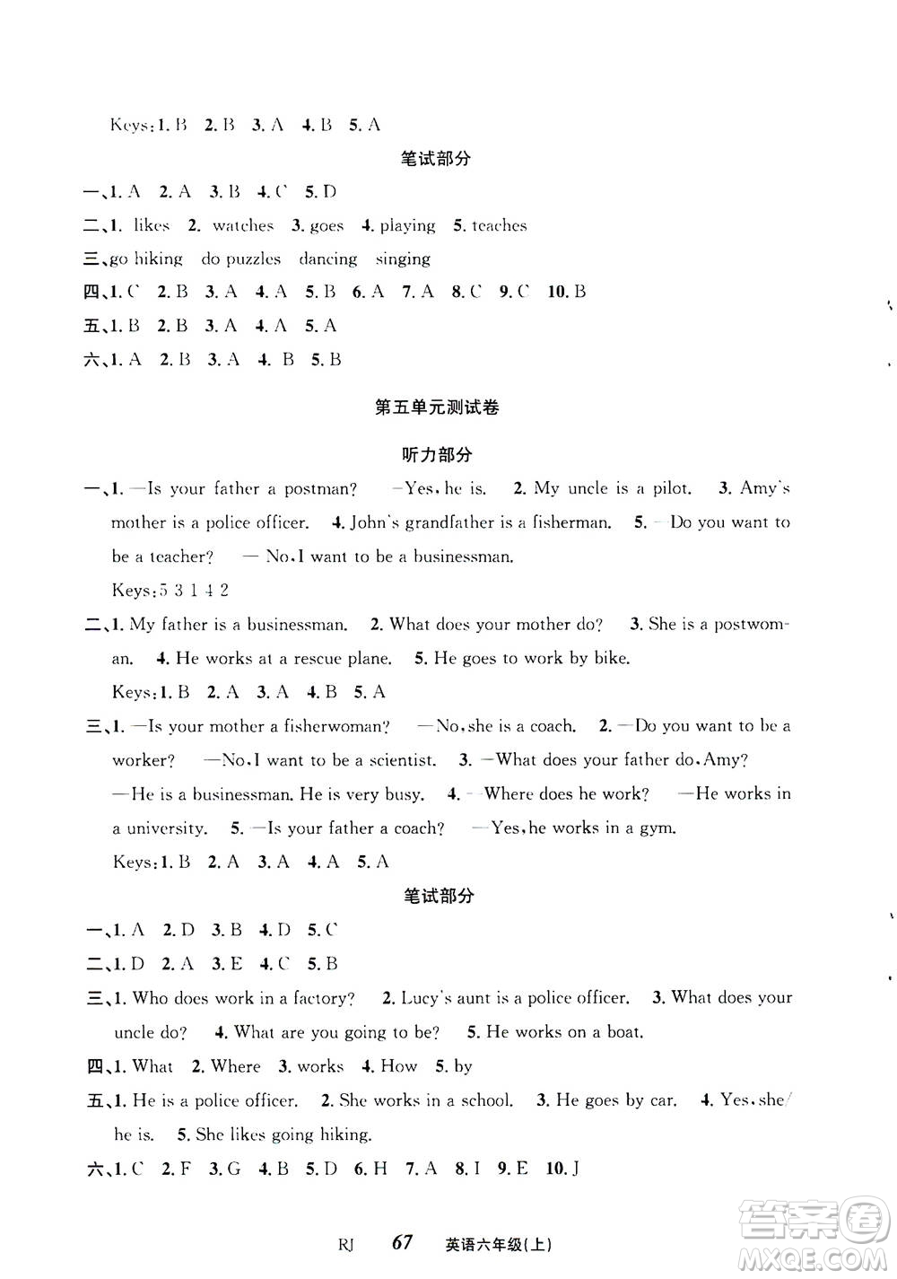 云南科技出版社2020年創(chuàng)新成功學(xué)習(xí)同步導(dǎo)學(xué)英語(yǔ)六年級(jí)上RJ人教版答案