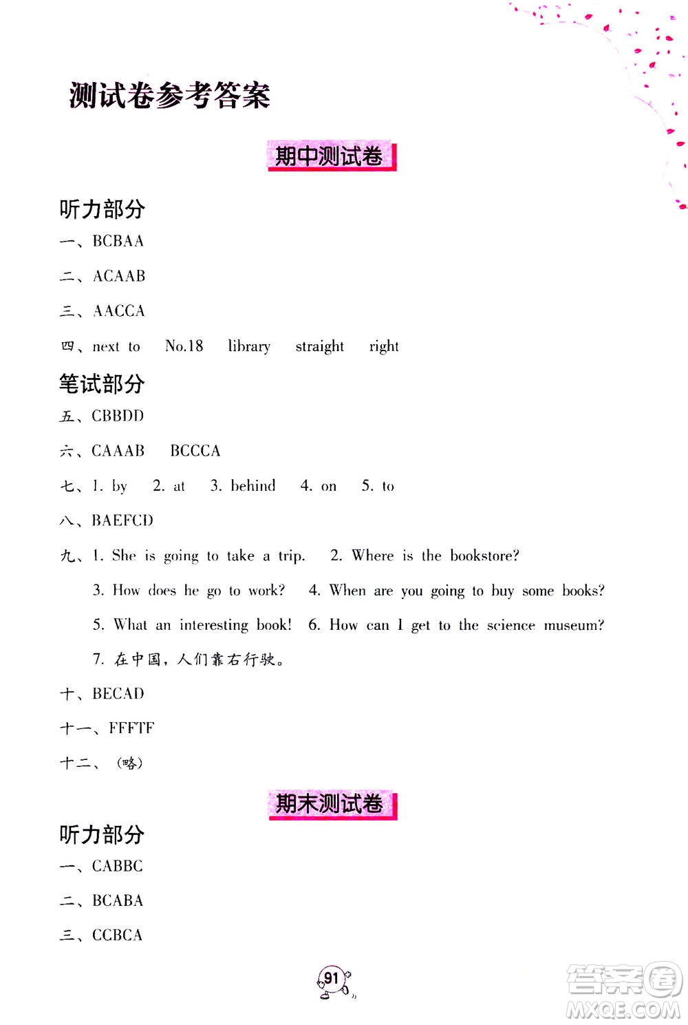 海燕出版社2020年英語(yǔ)學(xué)習(xí)與鞏固六年級(jí)上冊(cè)人教版答案