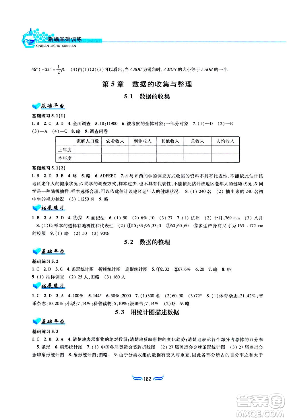 黃山書社2019秋新編基礎(chǔ)訓(xùn)練數(shù)學(xué)七年級(jí)上冊(cè)滬科版答案