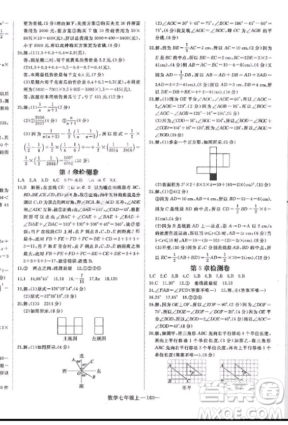 河北少年兒童出版社2020年學(xué)練優(yōu)七年級上冊數(shù)學(xué)HS華師大版答案