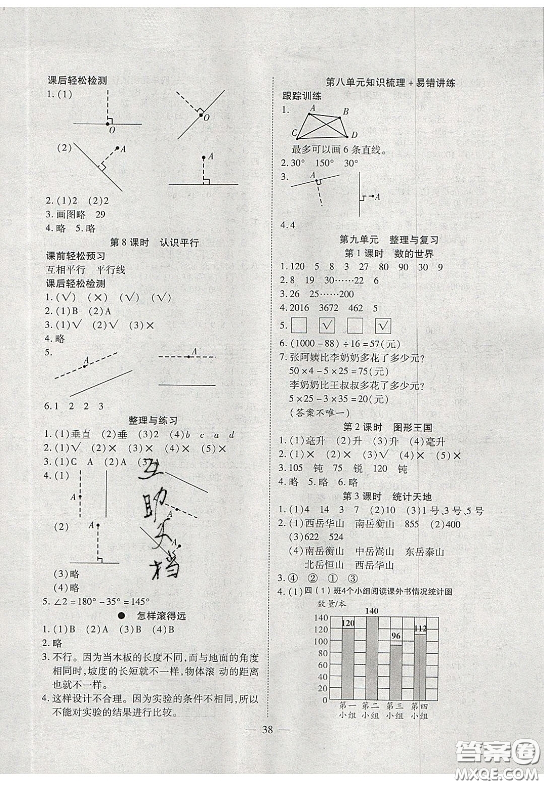 2020年激活思維智能訓練四年級數(shù)學上冊蘇教版答案