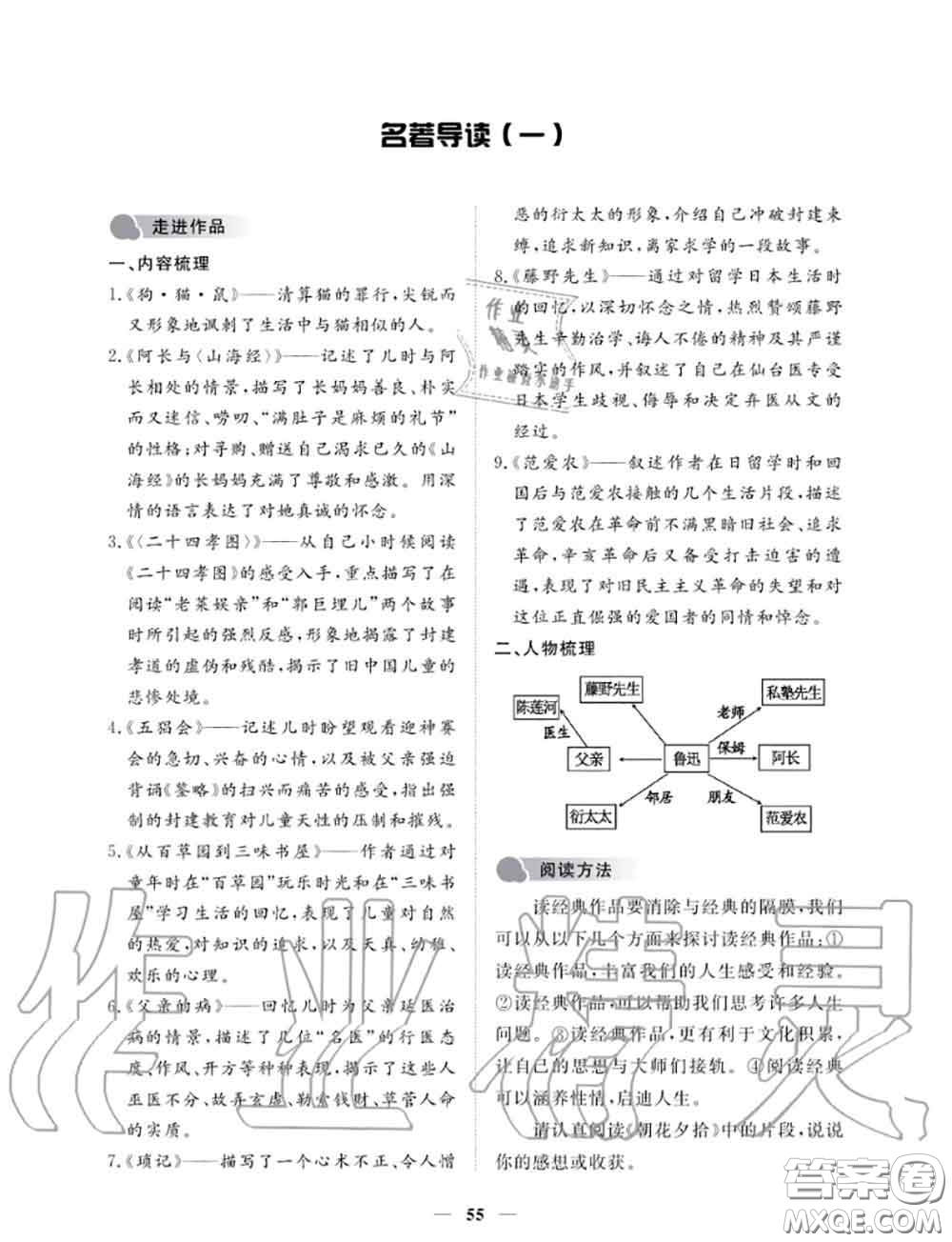 2020年一課一練創(chuàng)新練習(xí)七年級(jí)語(yǔ)文上冊(cè)人教版參考答案