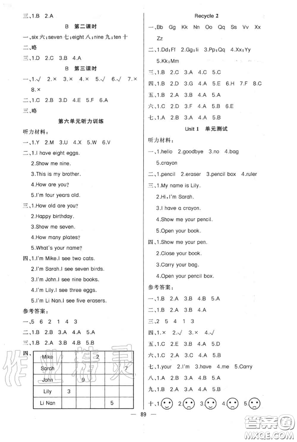 新疆青少年出版社2020秋原創(chuàng)新課堂三年級英語上冊人教版答案
