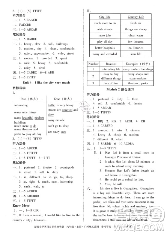 2020年新編小學(xué)英語(yǔ)目標(biāo)實(shí)施手冊(cè)六年級(jí)上冊(cè)教科版廣州專(zhuān)版答案