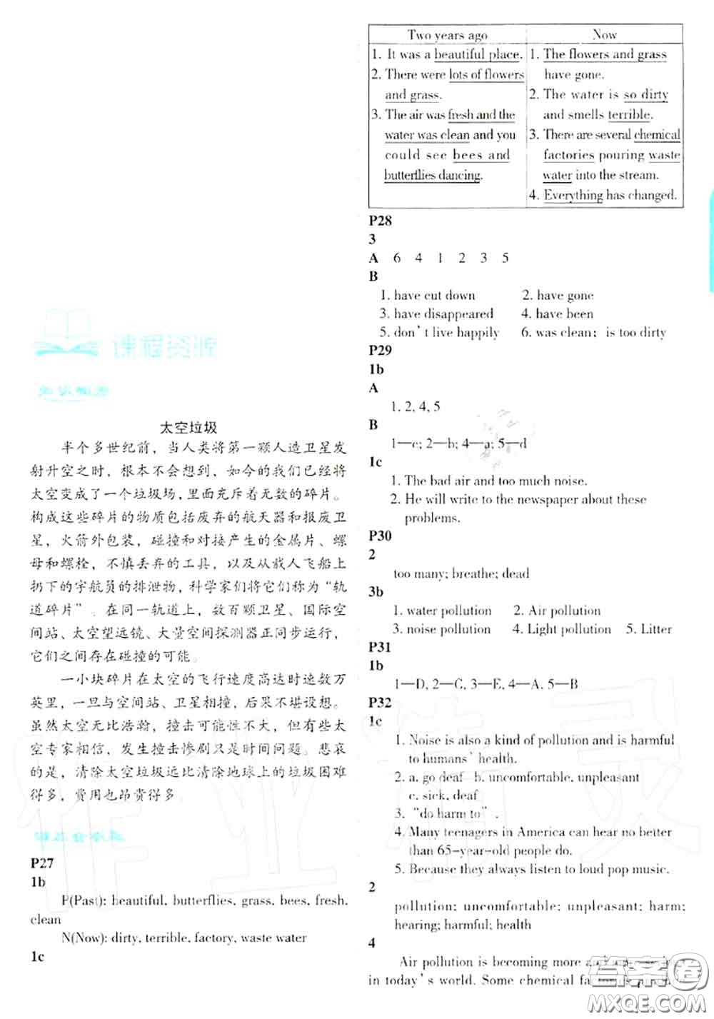 科學(xué)普及出版社2020年課本教材九年級(jí)英語上冊(cè)仁愛版參考答案