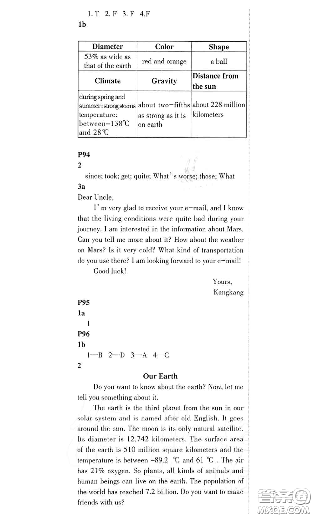 科學(xué)普及出版社2020年課本教材九年級(jí)英語上冊(cè)仁愛版參考答案