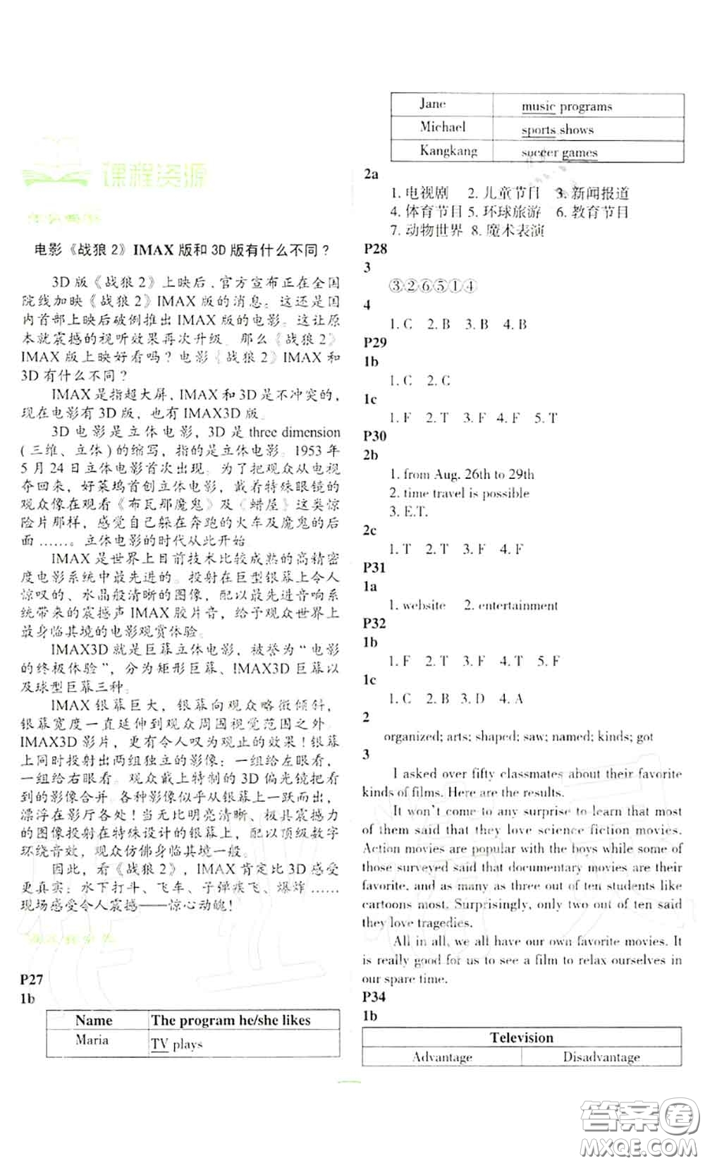 科學(xué)普及出版社2020年課本教材九年級(jí)英語上冊(cè)仁愛版參考答案