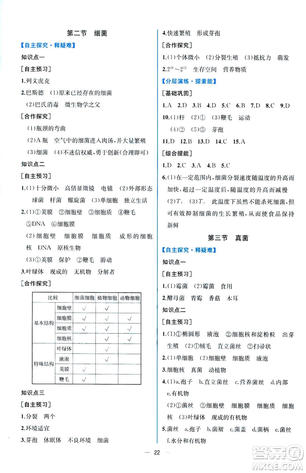 人民教育出版社2020年同步學(xué)歷案課時(shí)練生物八年級(jí)上冊(cè)人教版答案