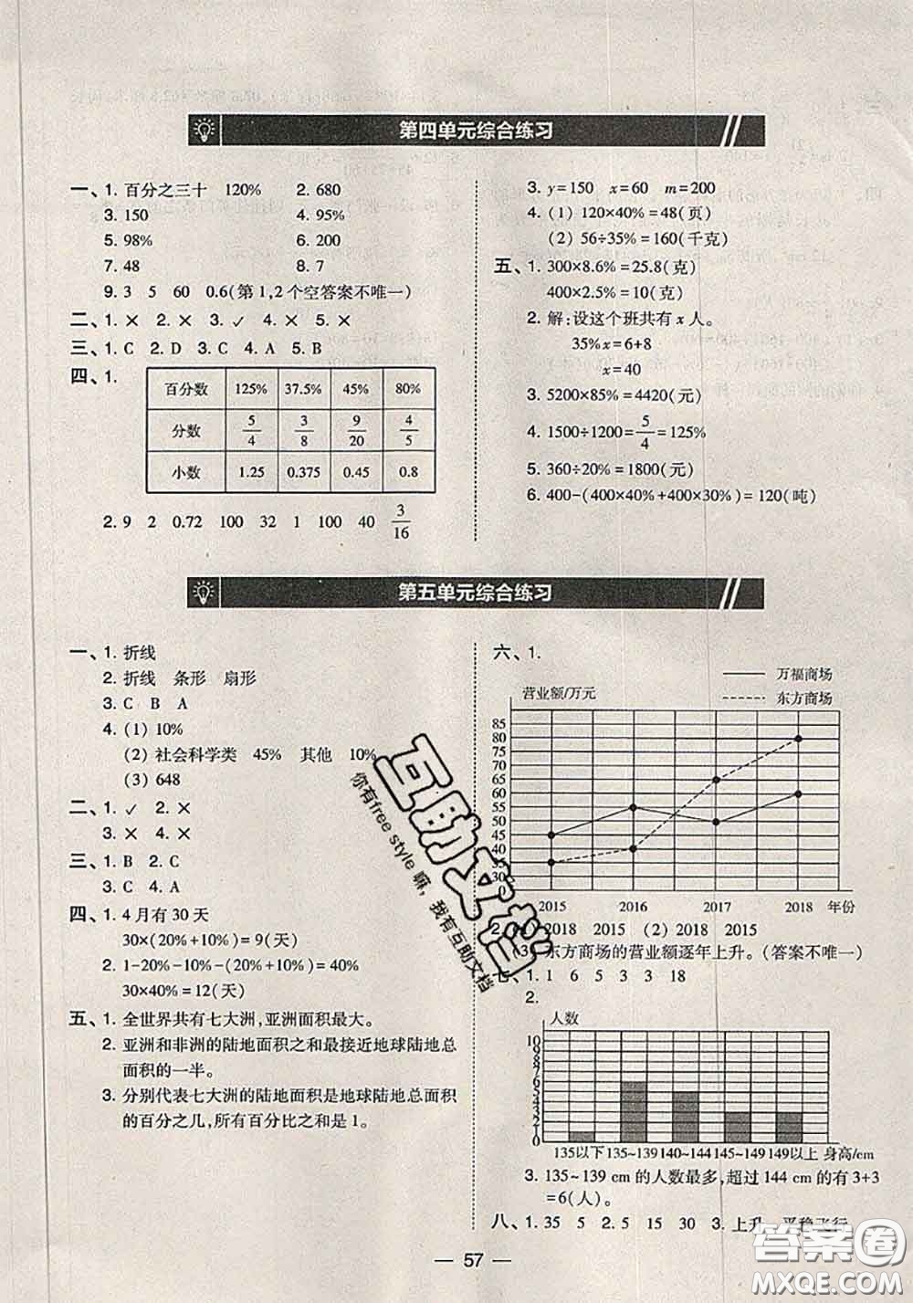 2020秋北大綠卡課時(shí)同步訓(xùn)練六年級數(shù)學(xué)上冊北師版參考答案