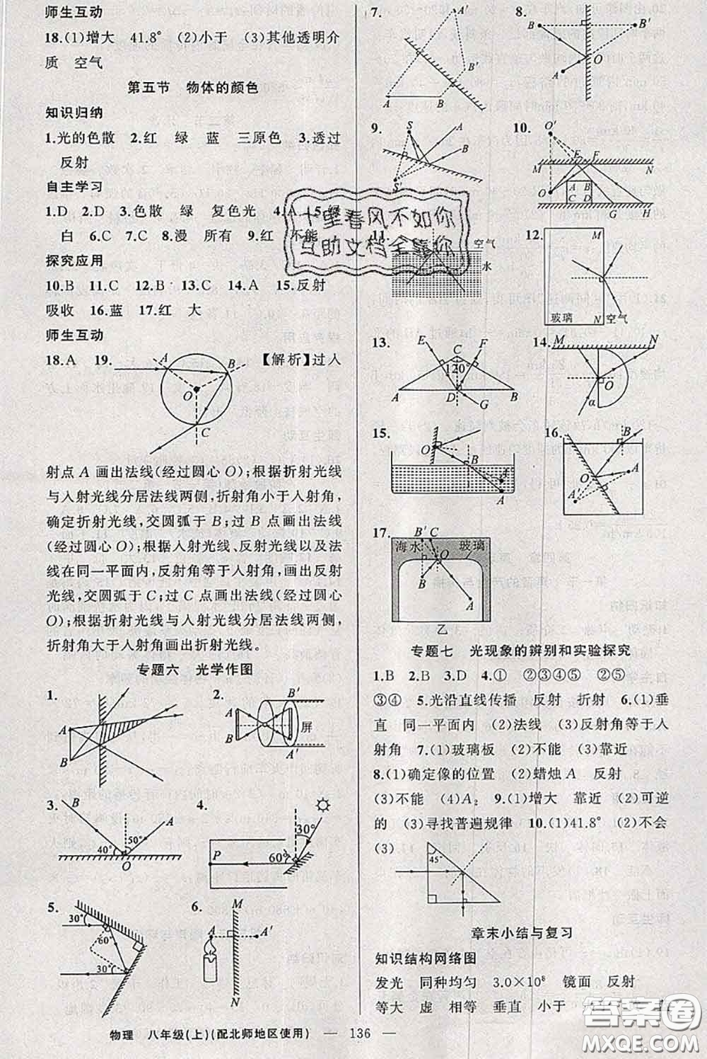 新疆青少年出版社2020秋原創(chuàng)新課堂八年級(jí)物理上冊(cè)北師版答案