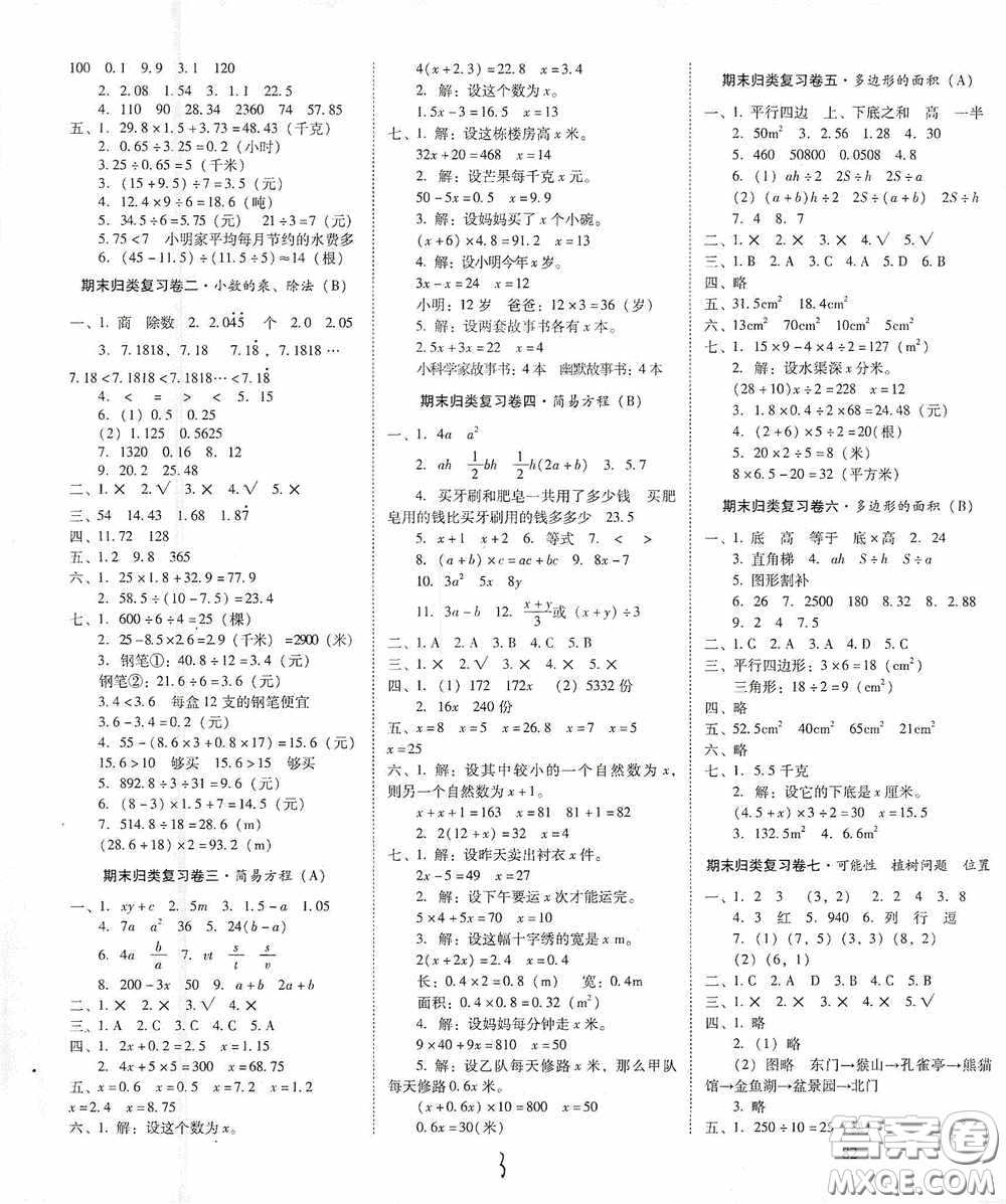 2020秋云南師大附小一線名師核心試卷五年級數(shù)學上冊人教版答案