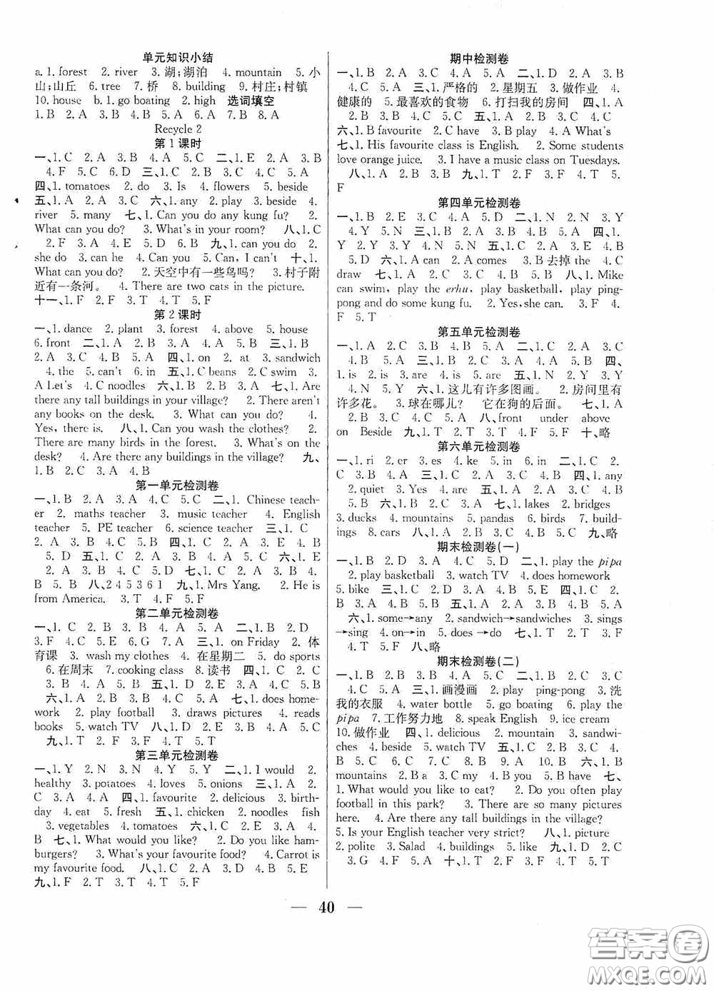 合肥工業(yè)大學(xué)出版社2020贏在課堂課時(shí)作業(yè)五年級(jí)英語(yǔ)上冊(cè)人教版答案