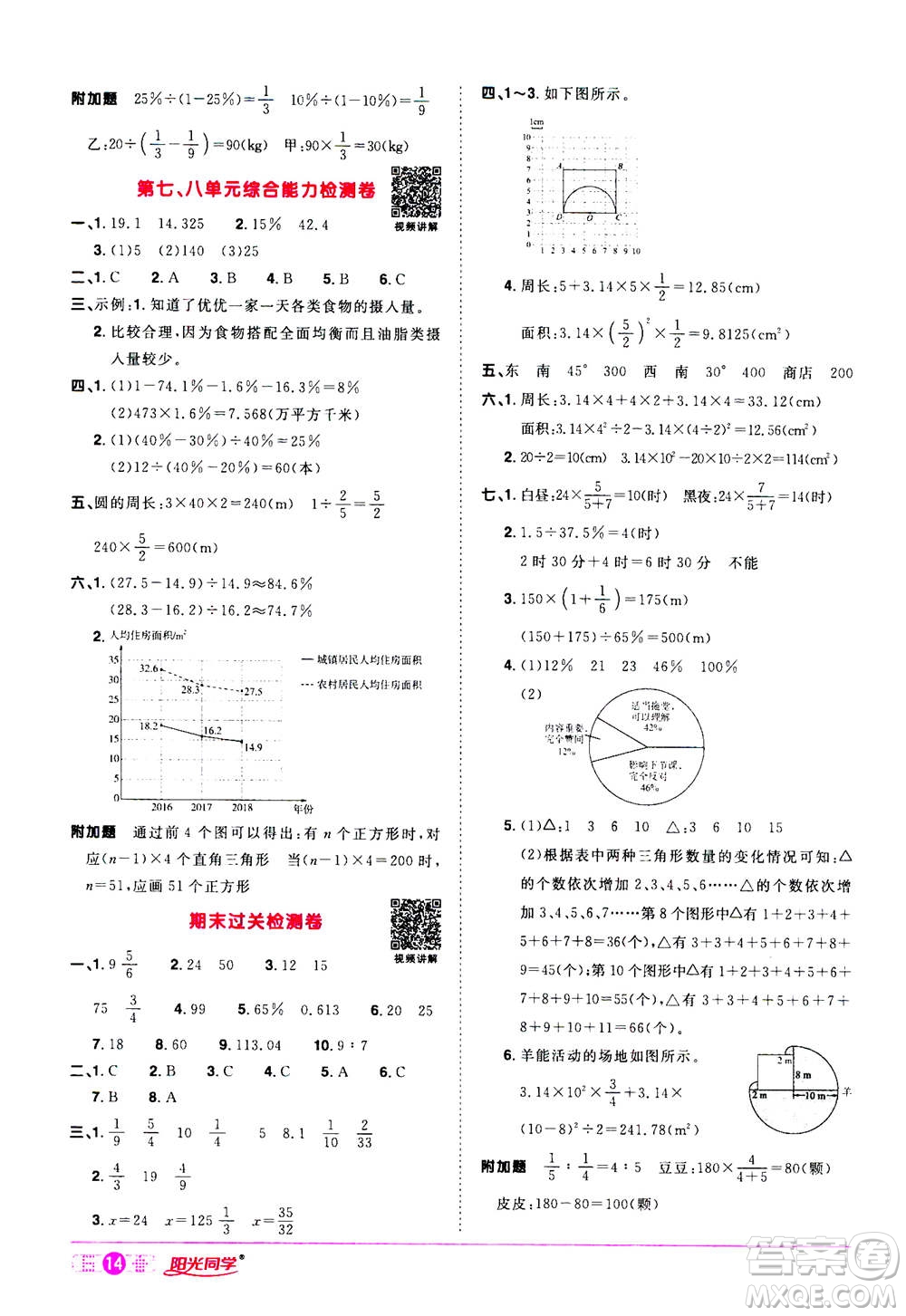 浙江教育出版社2020年陽光同學課時達標訓練六年級數(shù)學上冊人教版浙江專版答案