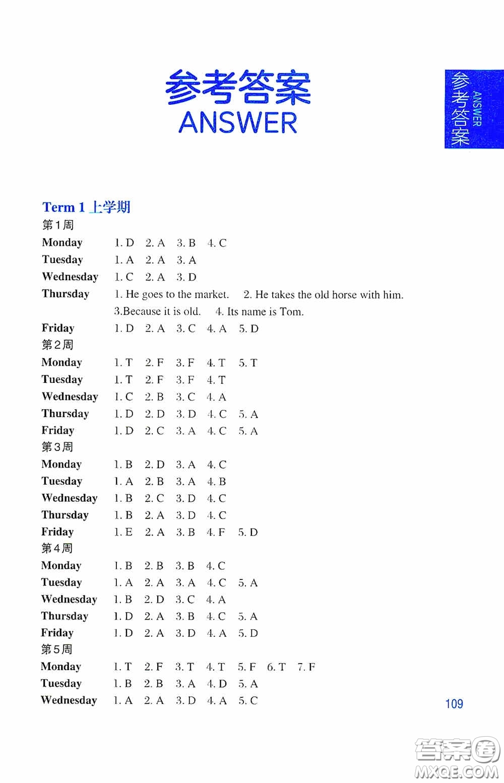 華東理工大學(xué)出版社2020周計(jì)劃小學(xué)英語閱讀強(qiáng)化訓(xùn)練三年級第二版答案