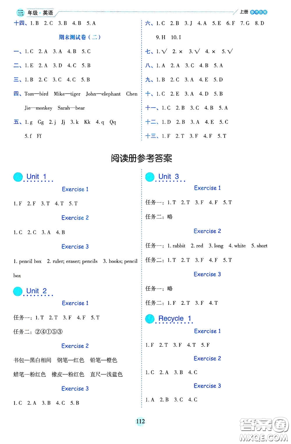 延邊人民出版社2020優(yōu)秀生百分學(xué)生作業(yè)本題情景式閱讀型練習(xí)冊三年級英語上冊人教版答案