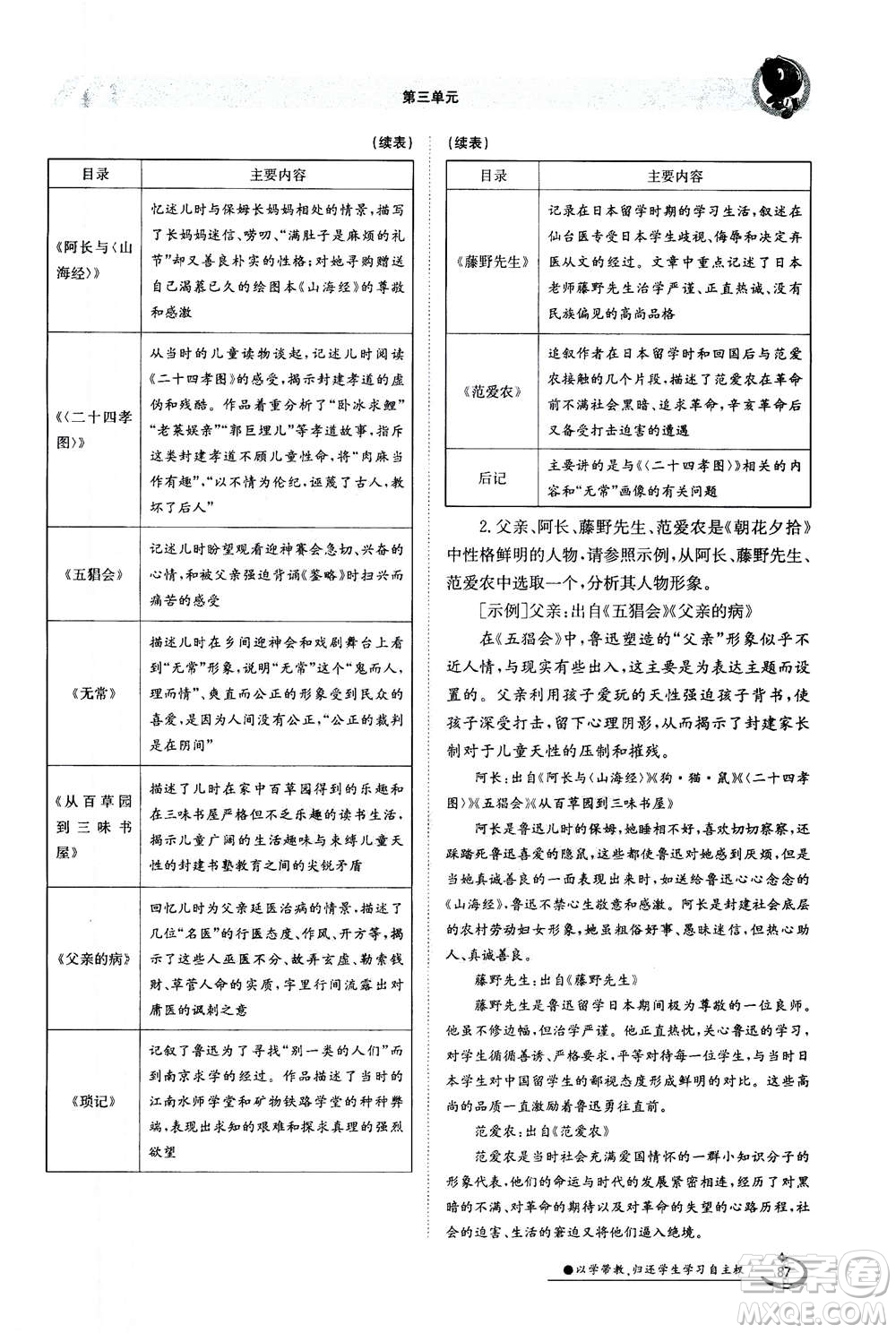 江西高校出版社2020年金太陽導(dǎo)學(xué)案語文七年級(jí)上冊人教版答案