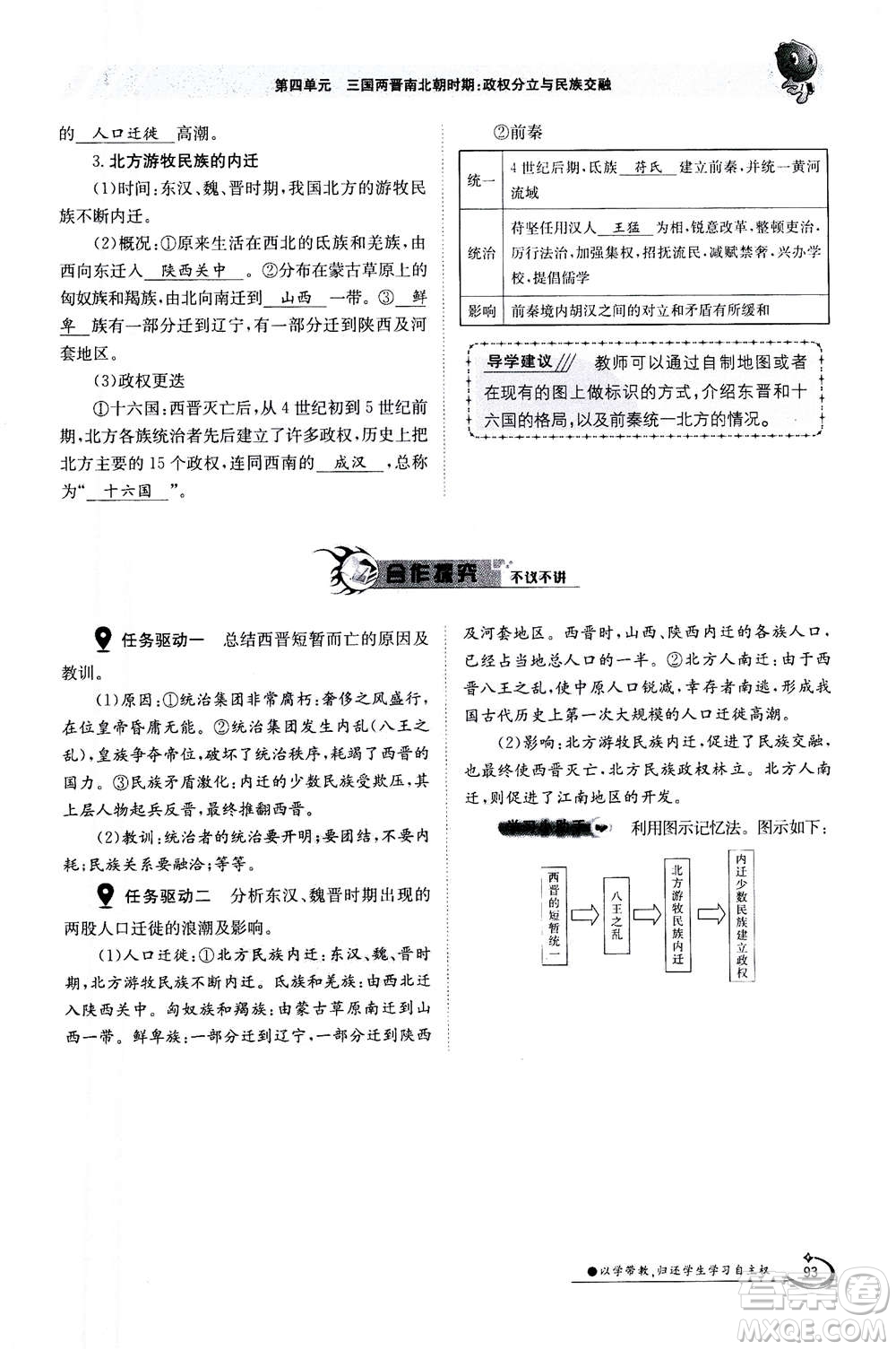 江西高校出版社2020年金太陽導學案歷史七年級上冊人教版答案