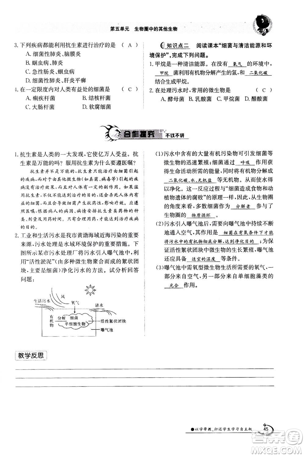 江西高校出版社2020年金太陽導(dǎo)學(xué)案生物八年級上冊人教版答案