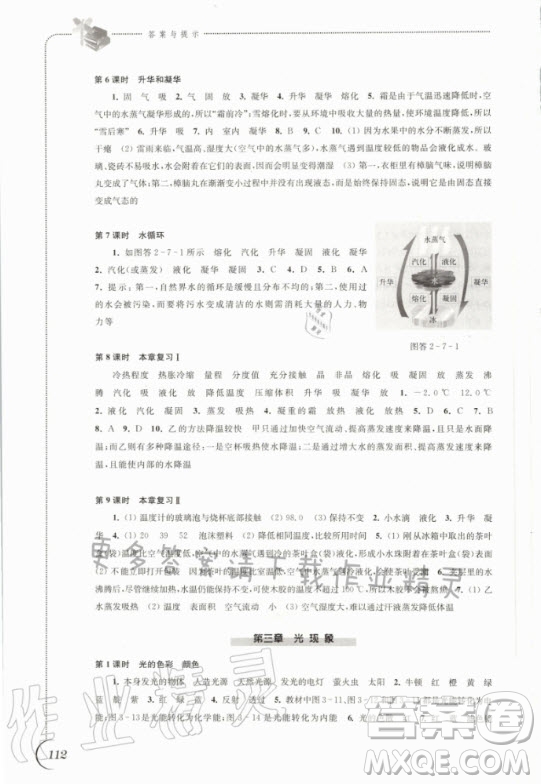 江蘇鳳凰科學(xué)技術(shù)出版社2020年同步練習(xí)物理八年級(jí)上冊(cè)蘇教版答案