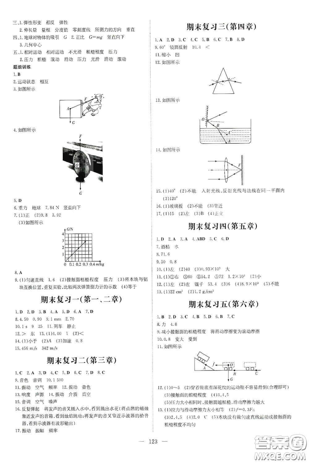 新世紀(jì)出版社2020導(dǎo)與練系列圖書練案課時(shí)作業(yè)本八年級物理上冊滬科版答案