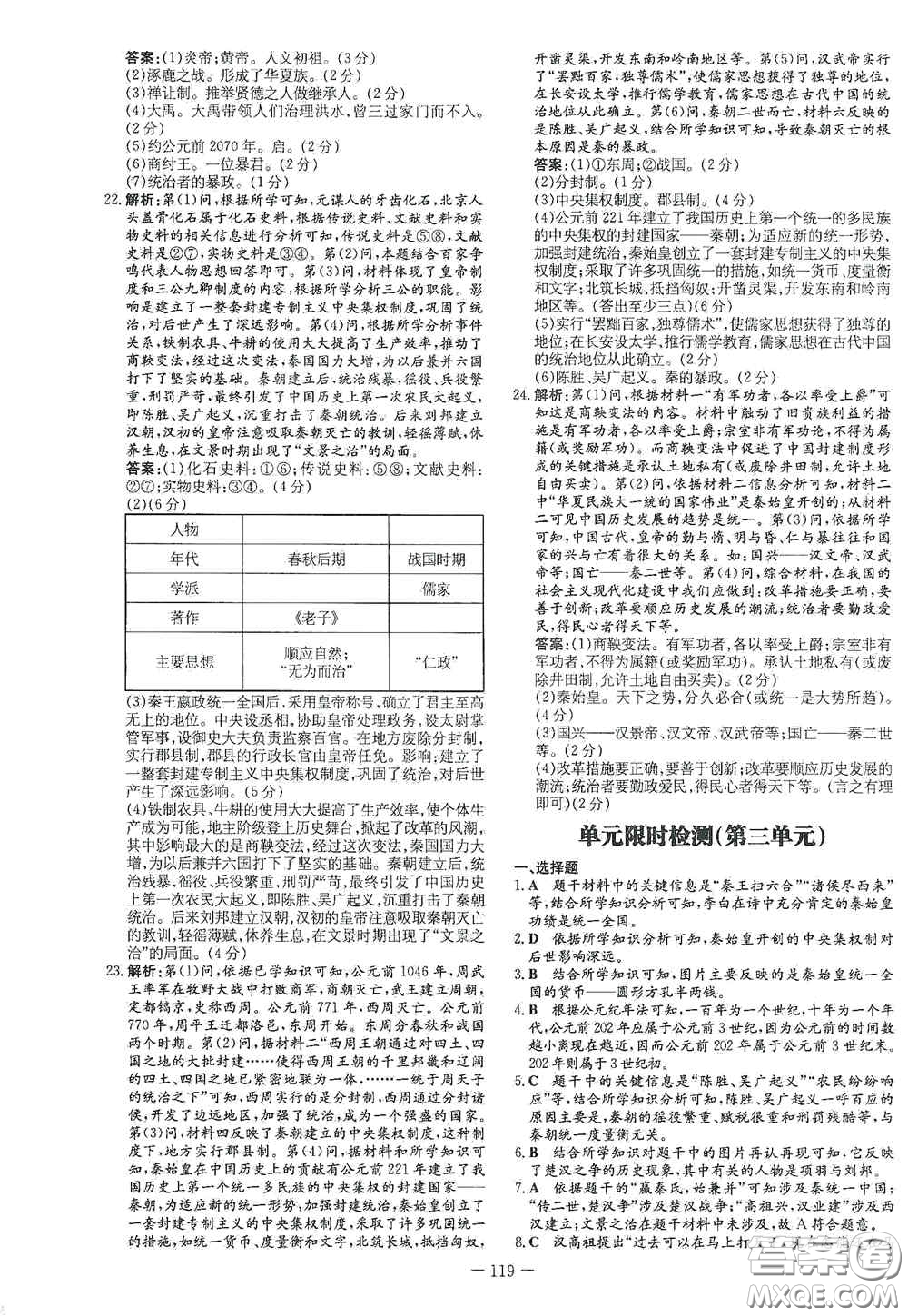 新世紀(jì)出版社2020導(dǎo)與練系列圖書練案課時(shí)作業(yè)本七年級歷史上冊答案
