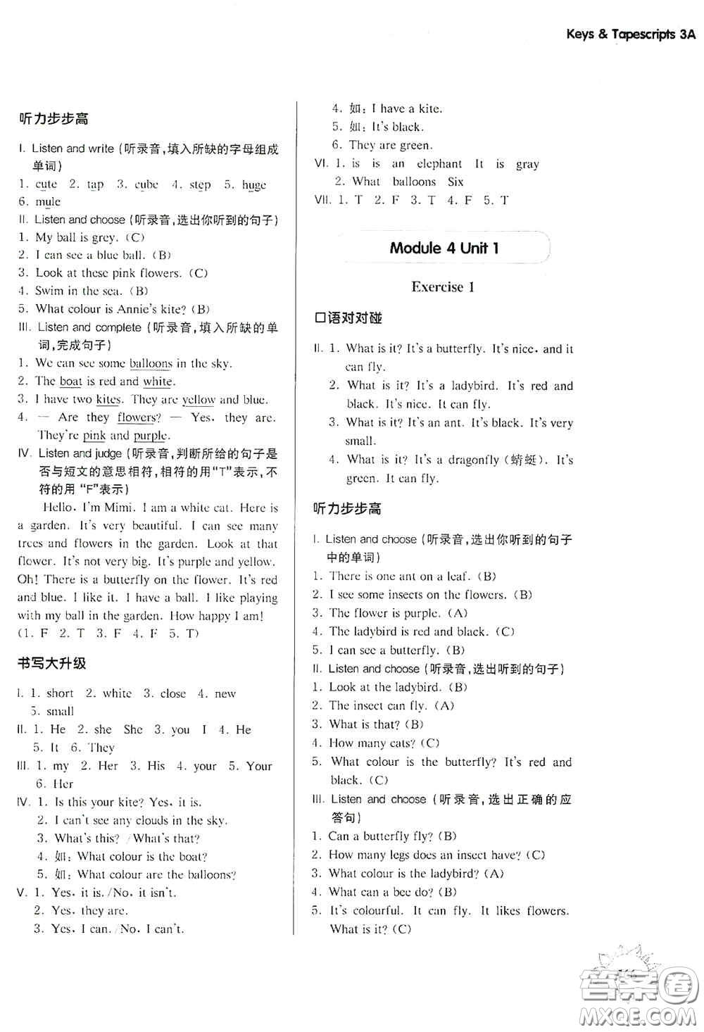華東師范大學(xué)出版社2020第一作業(yè)三年級英語N版第一學(xué)期答案