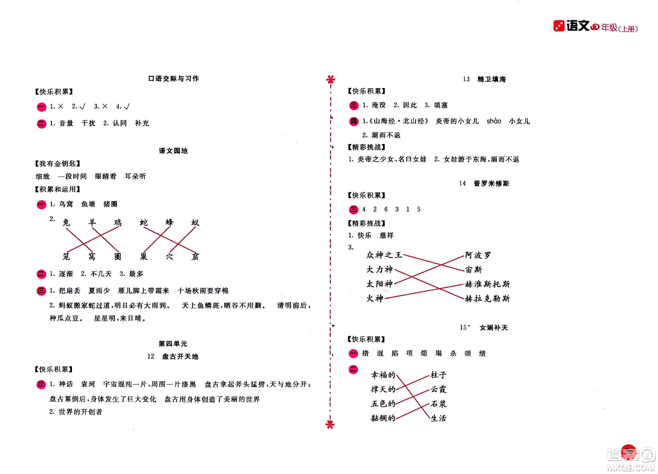 2020年新編基礎(chǔ)訓(xùn)練語(yǔ)文四年級(jí)上冊(cè)人教版答案