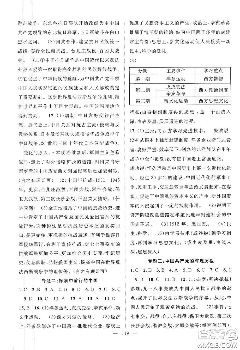 長(zhǎng)江少年兒童出版社2020智慧萬羽名師學(xué)案分層進(jìn)階學(xué)習(xí)法八年級(jí)歷史上冊(cè)答案