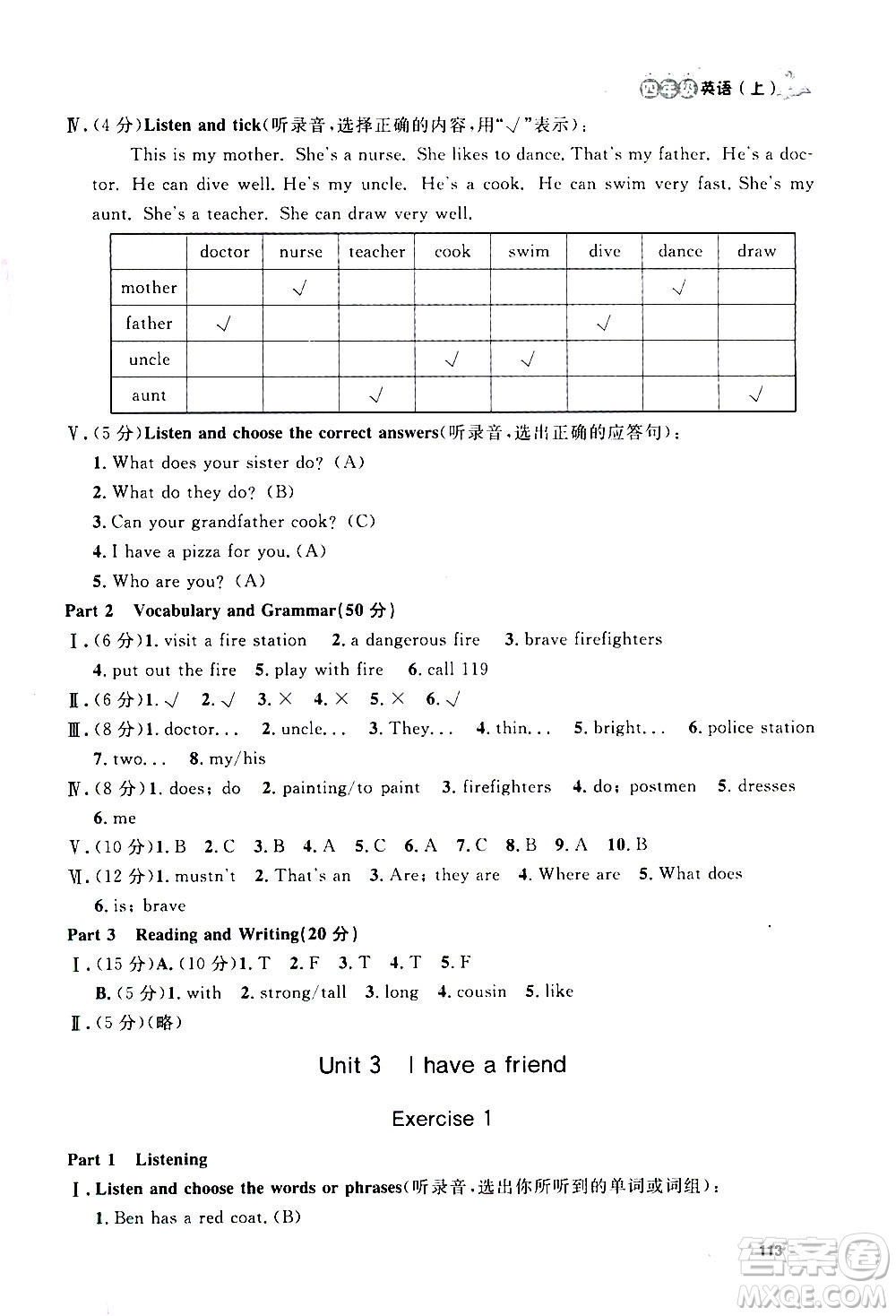 上海大學(xué)出版社2020年鐘書金牌上海作業(yè)英語四年級上冊N版牛津版答案